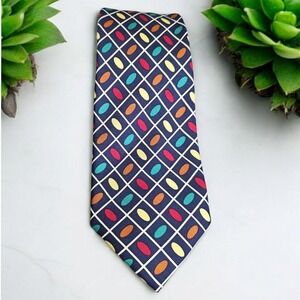 Vintage Bullock & Jones Geometric Pattern Silk Neck Tie Multi-Color Retro Design